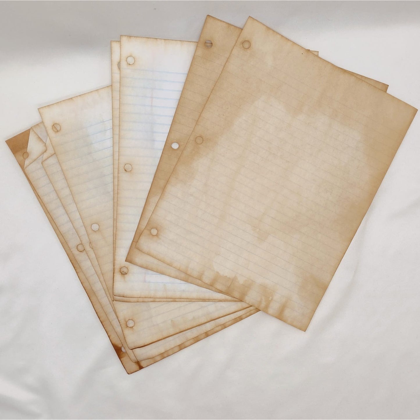 25 Coffee Dyed Notebook Papers, Hand Dyed Papers, Junk Journal Supply