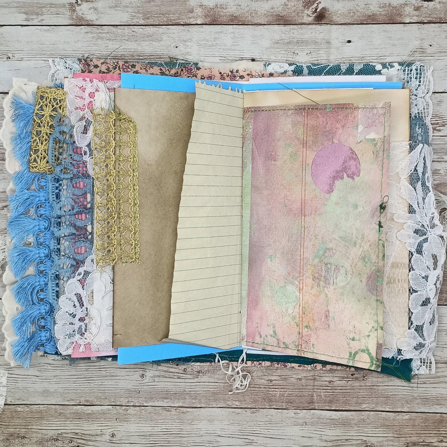 Turquoise Embellished Junk Journal: Flowers, Birds and Butterflies (Discover)