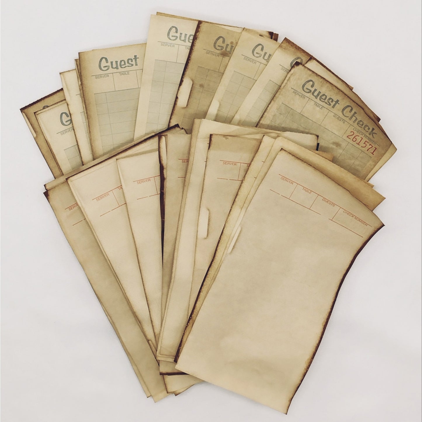 20 Coffee Dyed Guest Checks and Kitchen Tickets, Hand Dyed Paper