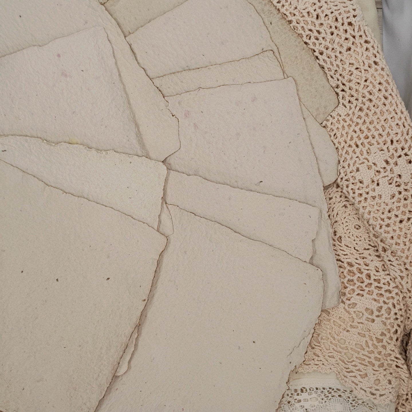Heavy Weight Handmade Papers with Floral Inclusions, 10 Thick Sheets