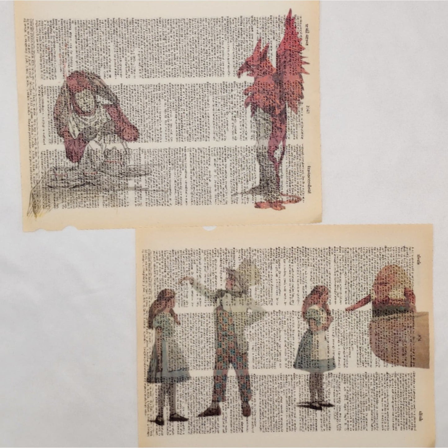 Alice in Wonderland Dictionary Prints 5, Colorful Alice Prints, Book Page Prints