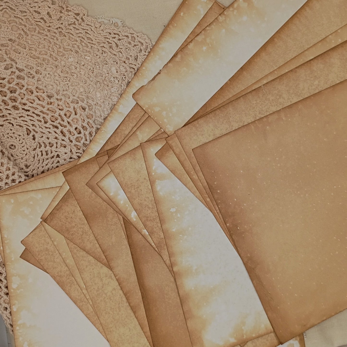 25 Heavy Weight Tea Stained 8.5"x11" Dyed Papers, Rustic Antiqued Cardstock