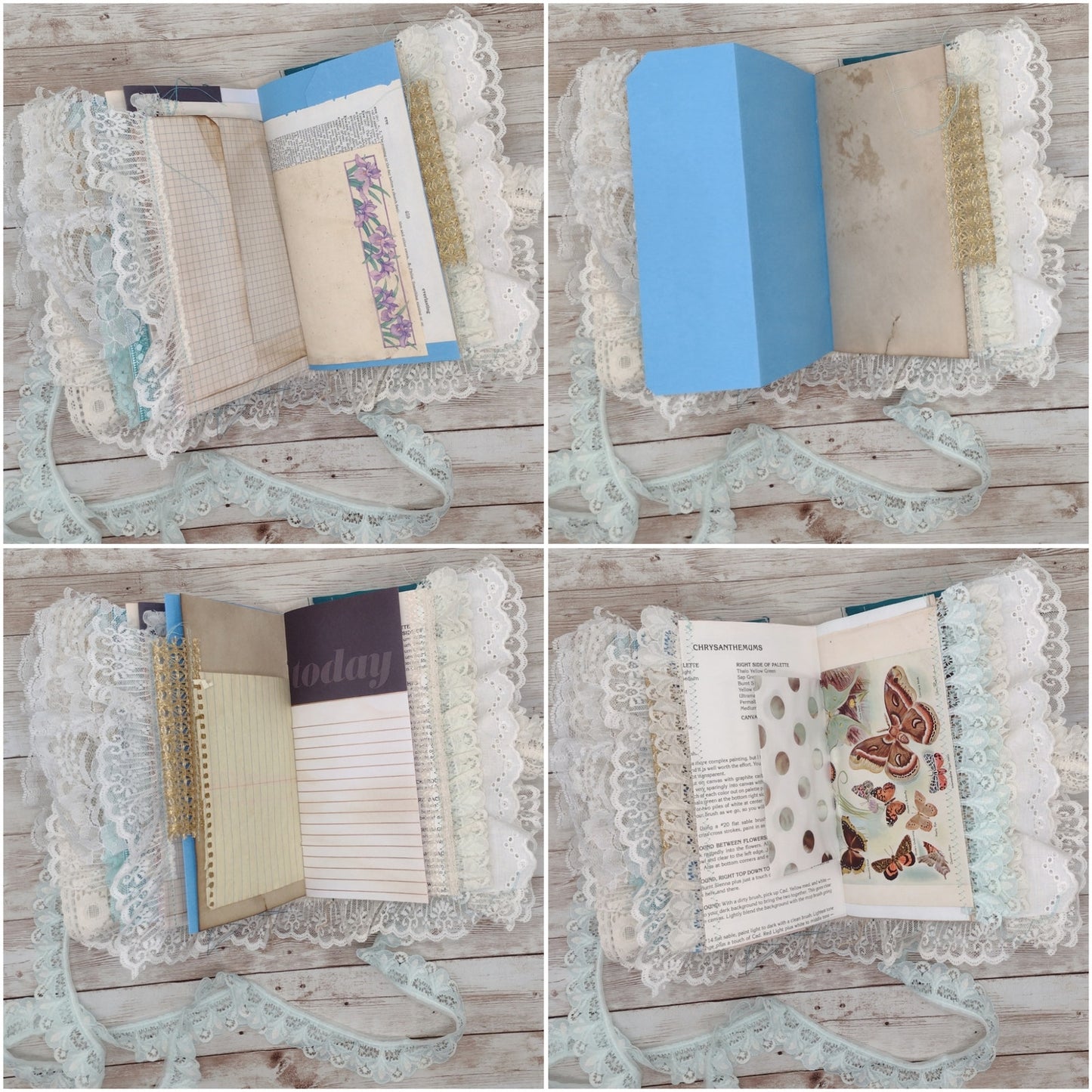 Turquoise Embellished Junk Journal: Flowers, Birds and Butterflies (Explore)