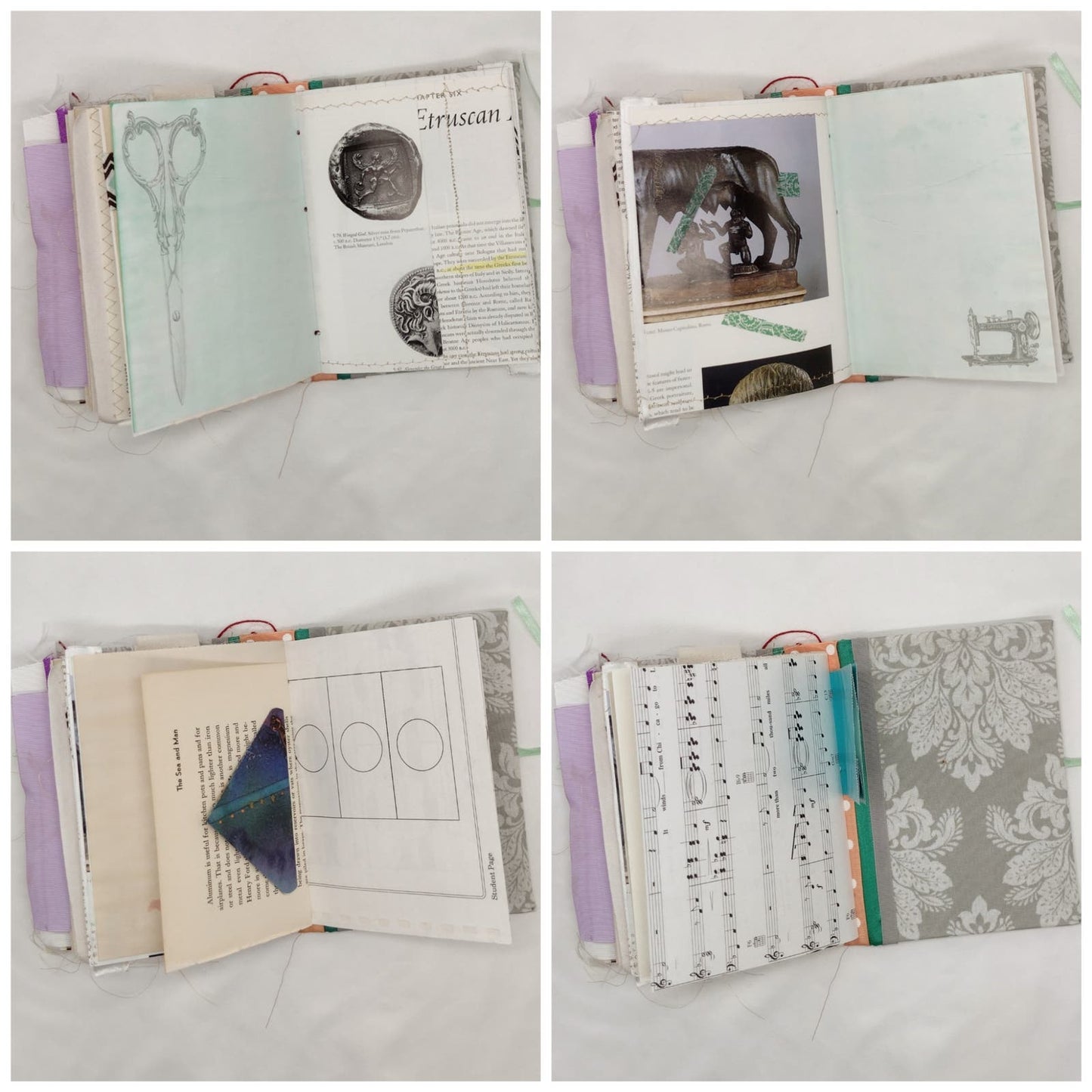 Eclectic Junk Journal 14, Handmade Recycled Journal, Mixed Media Journal