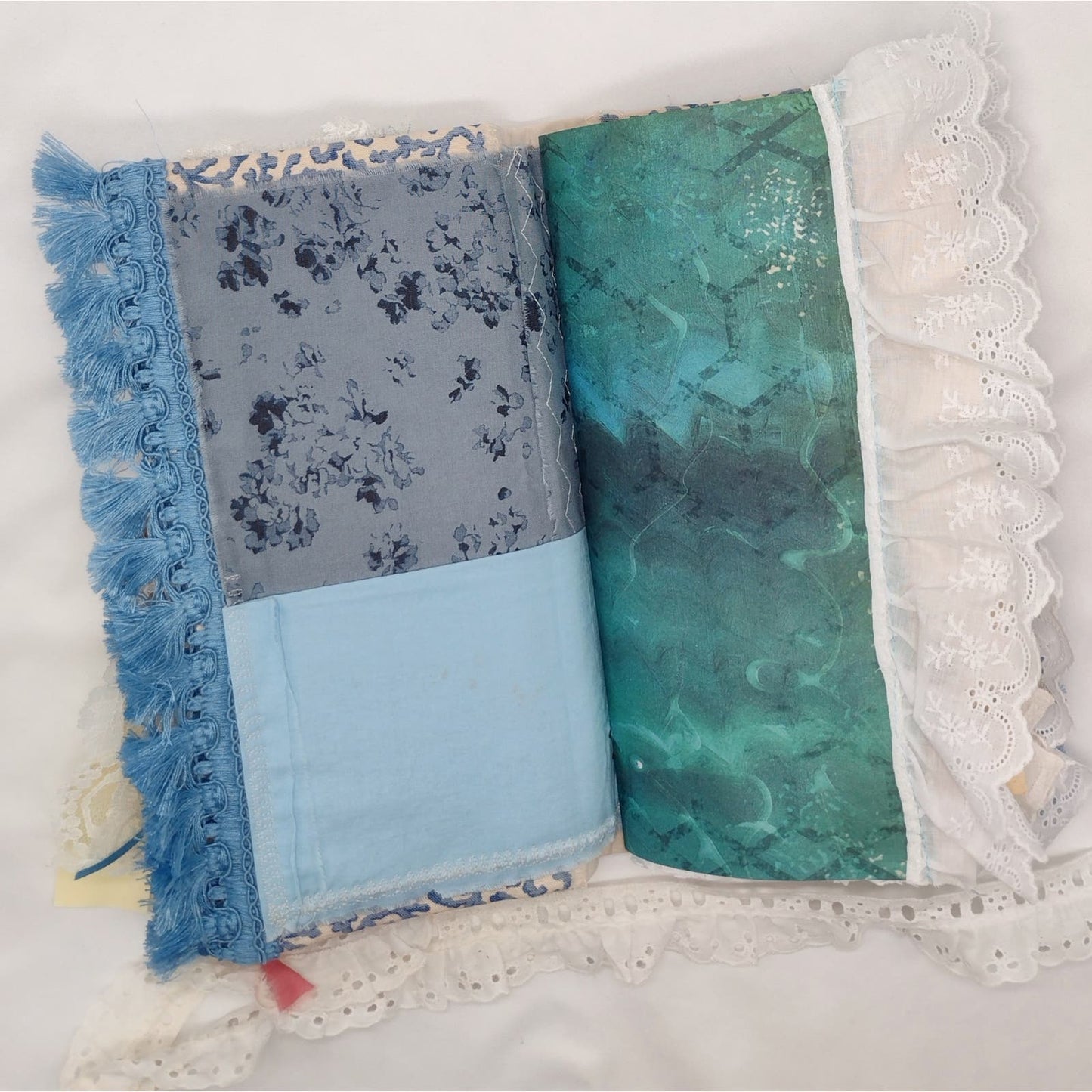 Blue and White Junk Journal, Handmade Journal, Embellished Junk Journal