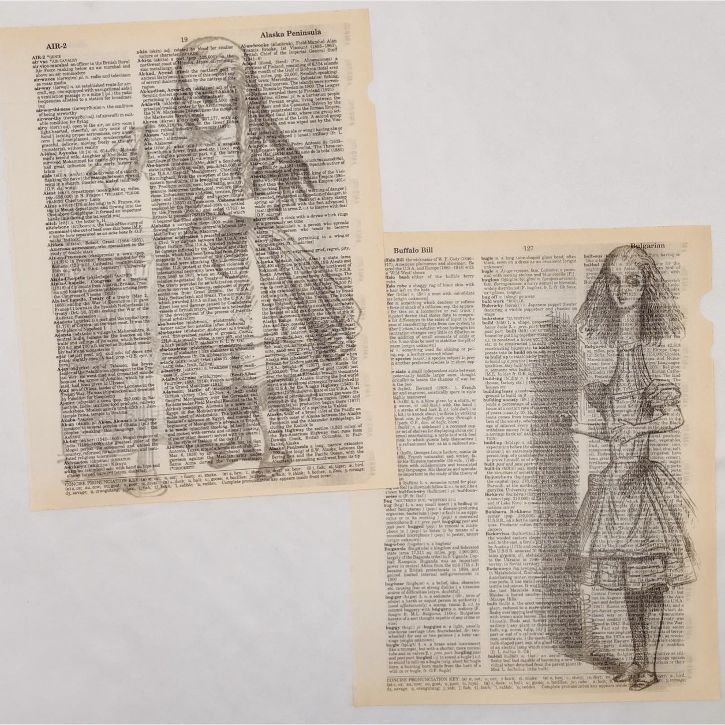 Alice in Wonderland Dictionary Prints 2, Black and White Alice Prints