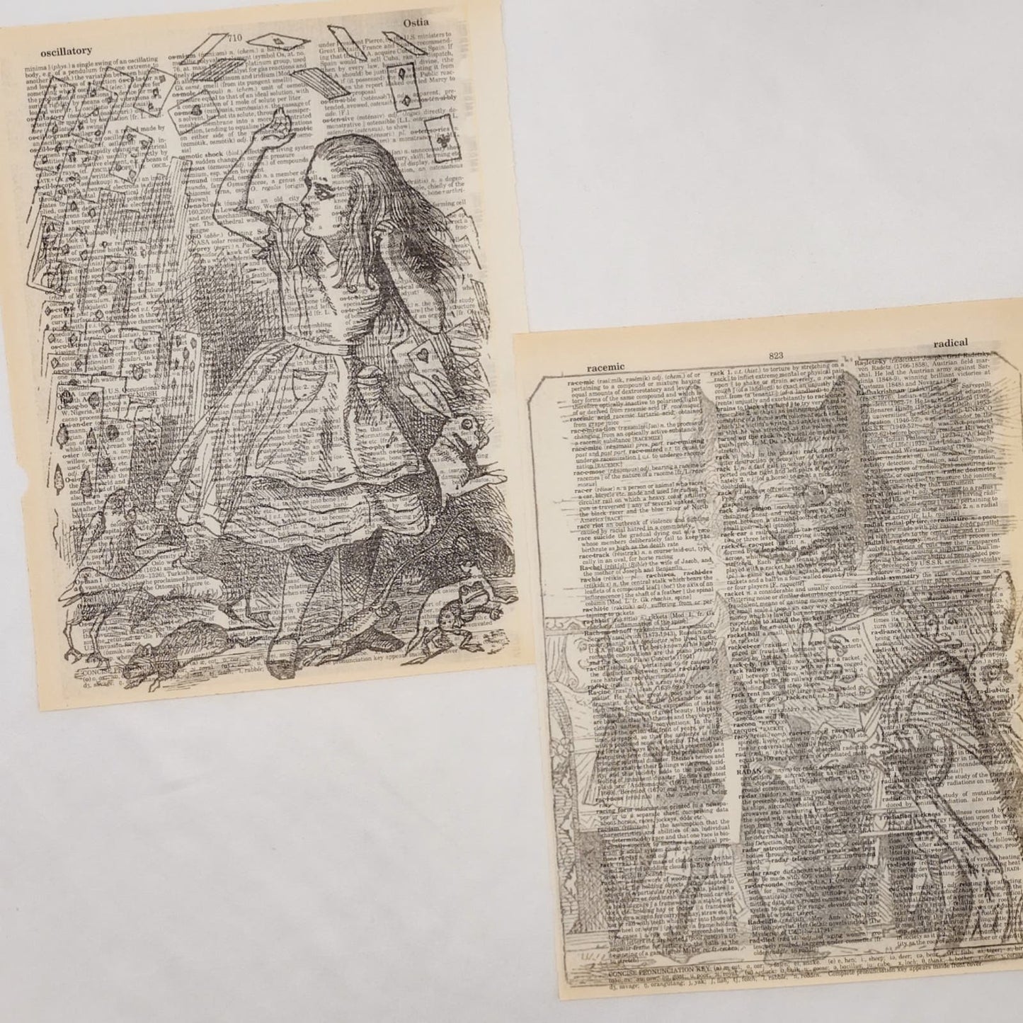 Alice in Wonderland Dictionary Prints 2, Black and White Alice Prints