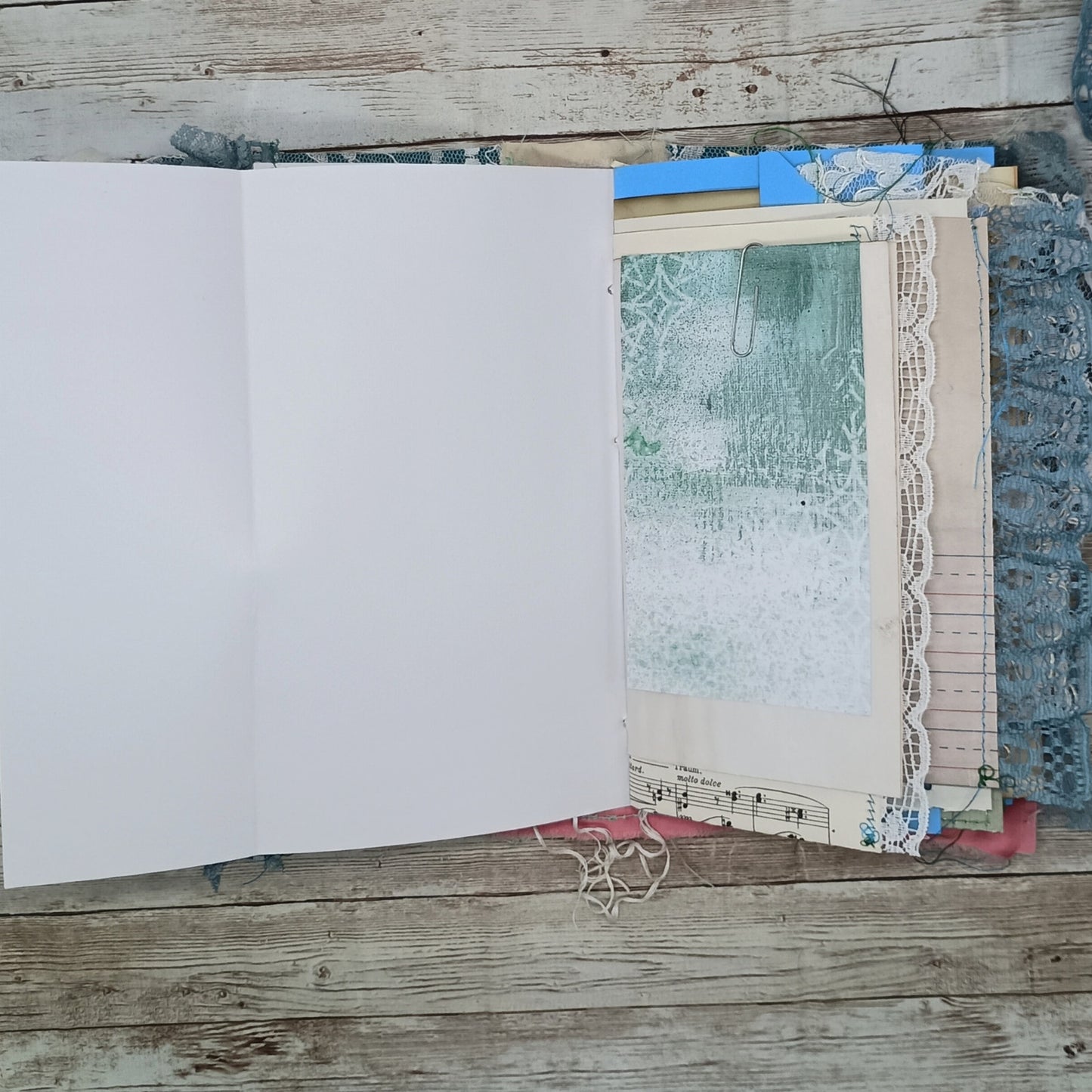 Turquoise Embellished Junk Journal: Flowers, Birds and Butterflies (Laugh)