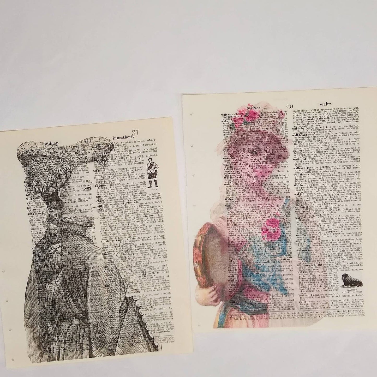 Vintage Ladies Dictionary Prints, Colorful Victorian Lady Prints