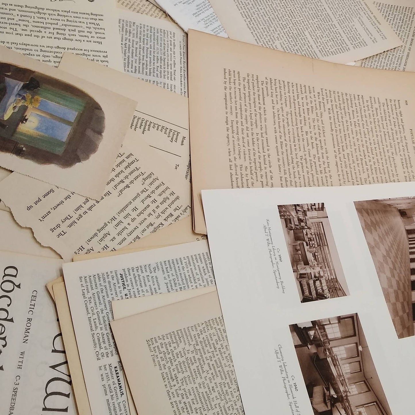 Very Vintage Book Pages, Old Book Page Bundle, Assorted Book Pages, Junk Journal Supply, Collage Pages, Journal Ephemera