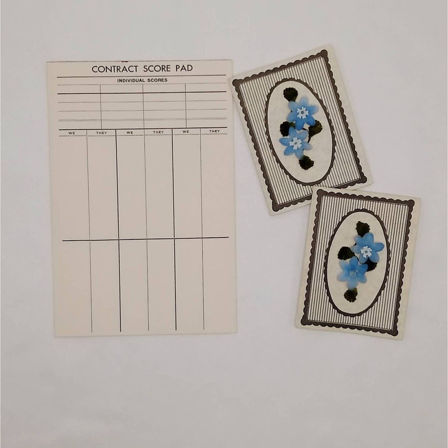Vintage Bridge Score Cards and Books, Flower Bidge Book, Vintage Game Score Sheets
