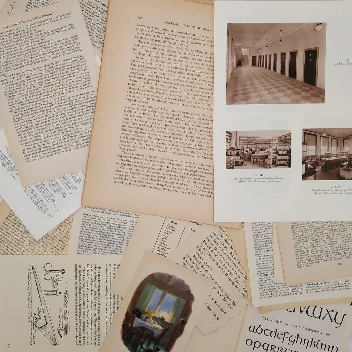 Very Vintage Book Pages, Old Book Page Bundle, Assorted Book Pages, Junk Journal Supply, Collage Pages, Journal Ephemera