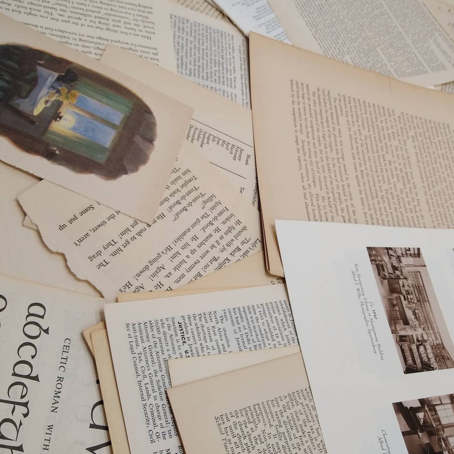 Very Vintage Book Pages, Old Book Page Bundle, Assorted Book Pages, Junk Journal Supply, Collage Pages, Journal Ephemera