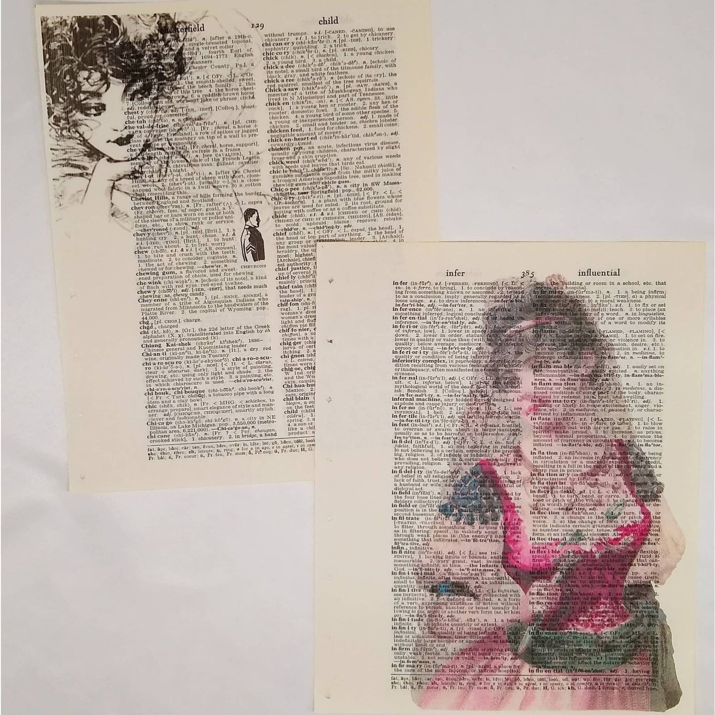 Vintage Ladies Dictionary Prints, Colorful Victorian Lady Prints