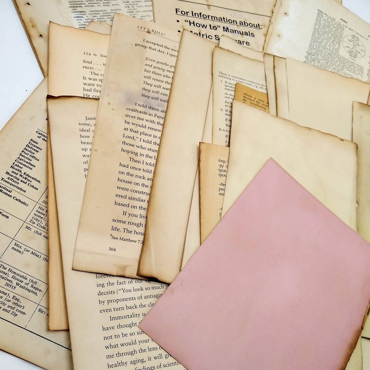 45 Coffee Dyed Book Pages, Hand Dyed Papers, Junk Journal Supply