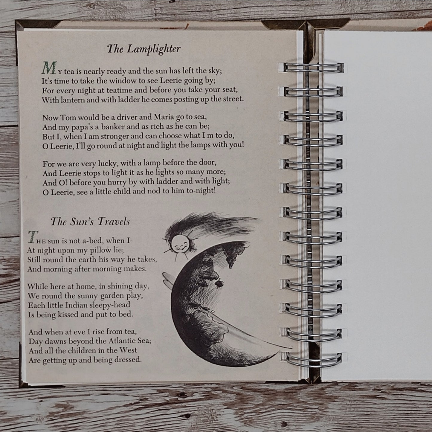 Recycled Spiral Notebook Diary, A Child's Book of Verses, Altered Book Journal