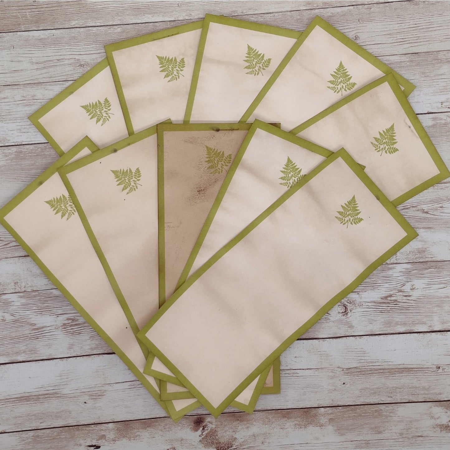 Coffee Dyed Papers Variety Pack, Green Leaf Hand Dyed Papers, Junk Journal Supply