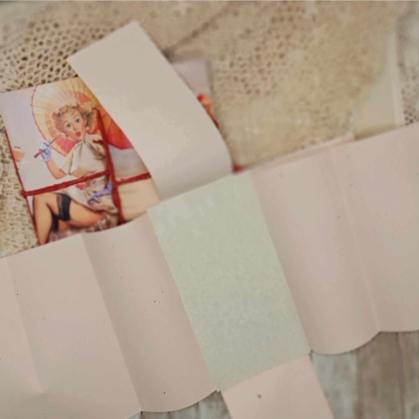 Orange Traveler's Notebook Inserts, 3 Vintage Pin-up Girl Handmade Notebooks