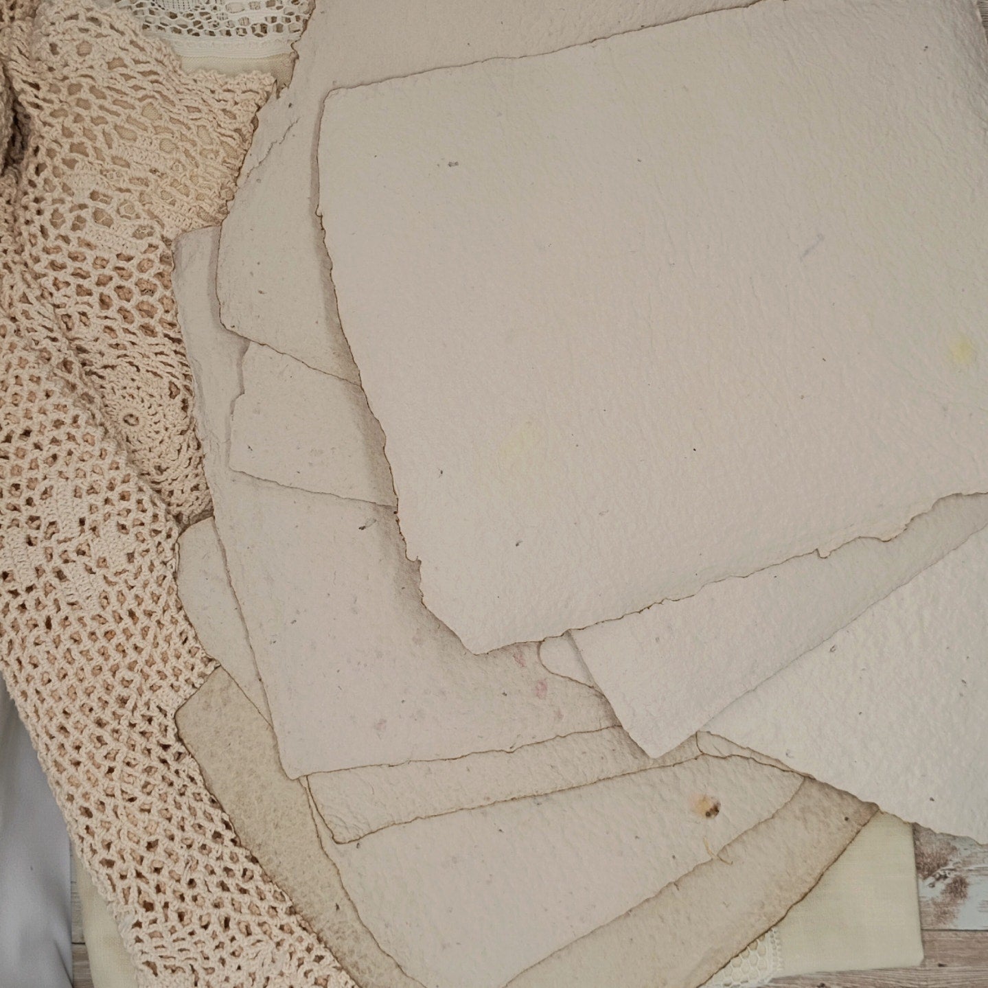 Heavy Weight Handmade Papers with Floral Inclusions, 10 Thick Sheets