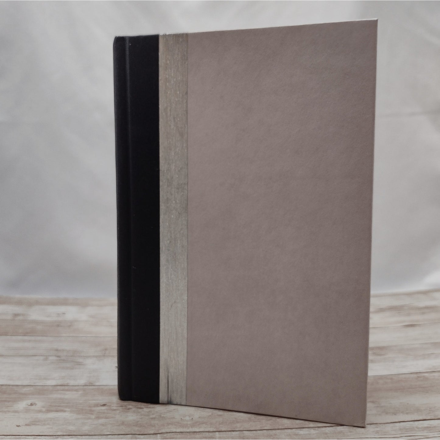 Grey Journal, Silver Stripe Notebook, Handmade Fabric Journal