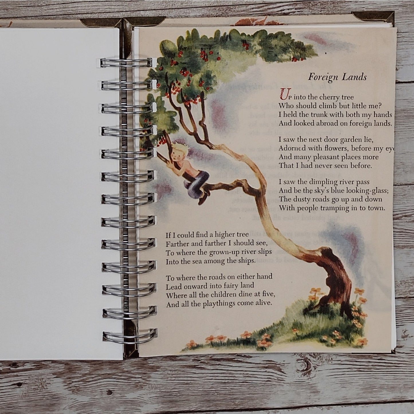 Recycled Spiral Notebook Diary, A Child's Book of Verses, Altered Book Journal