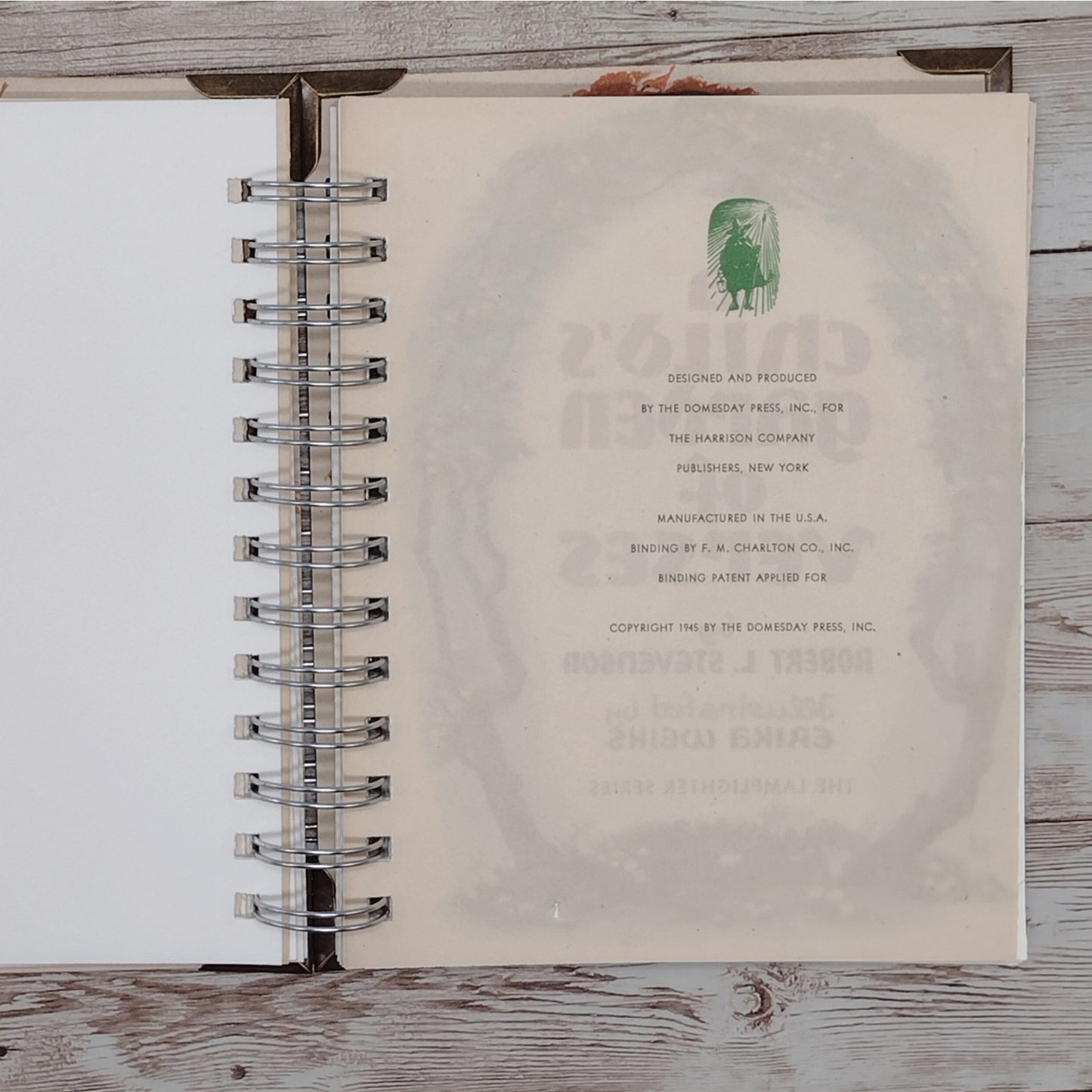 Recycled Spiral Notebook Diary, A Child's Book of Verses, Altered Book Journal
