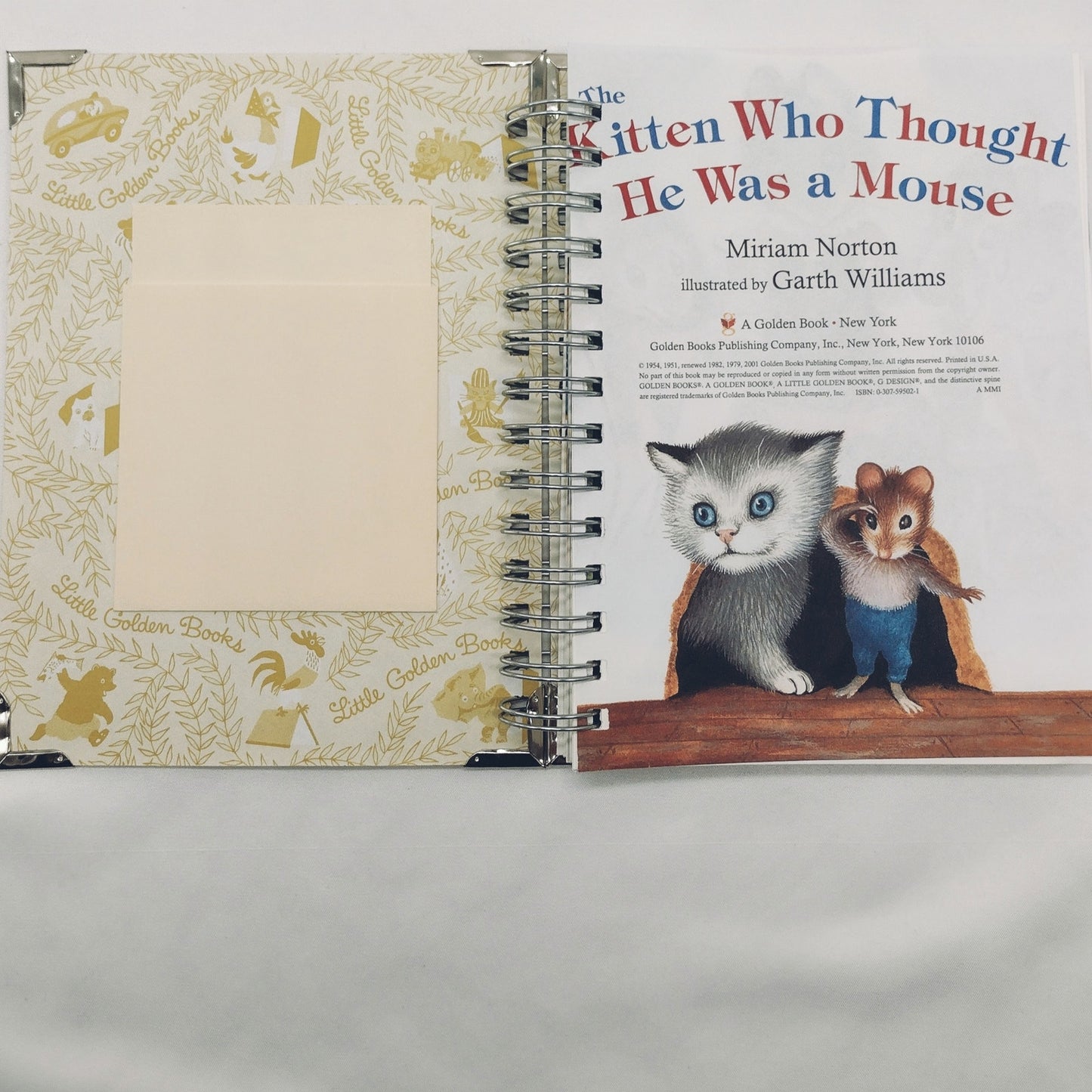 Recycled Spiral Notebook Diary, The Kitten Who Thought, Altered Book Journal