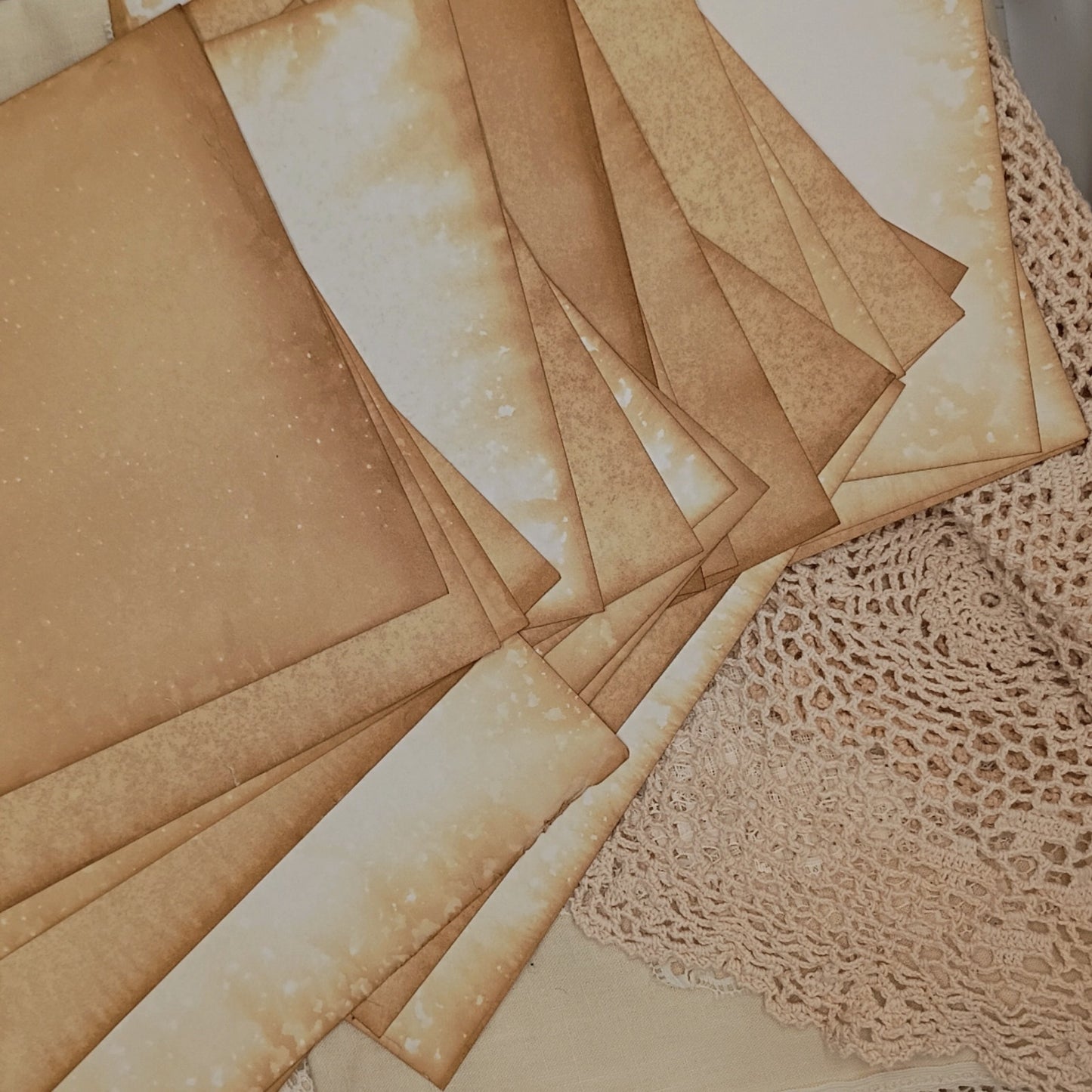 25 Heavy Weight Tea Stained 8.5"x11" Dyed Papers, Rustic Antiqued Cardstock