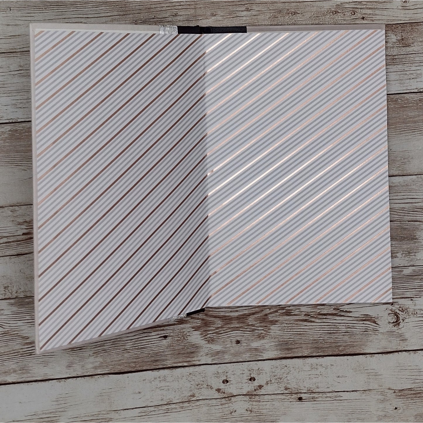 Grey Journal, Silver Stripe Notebook, Handmade Fabric Journal