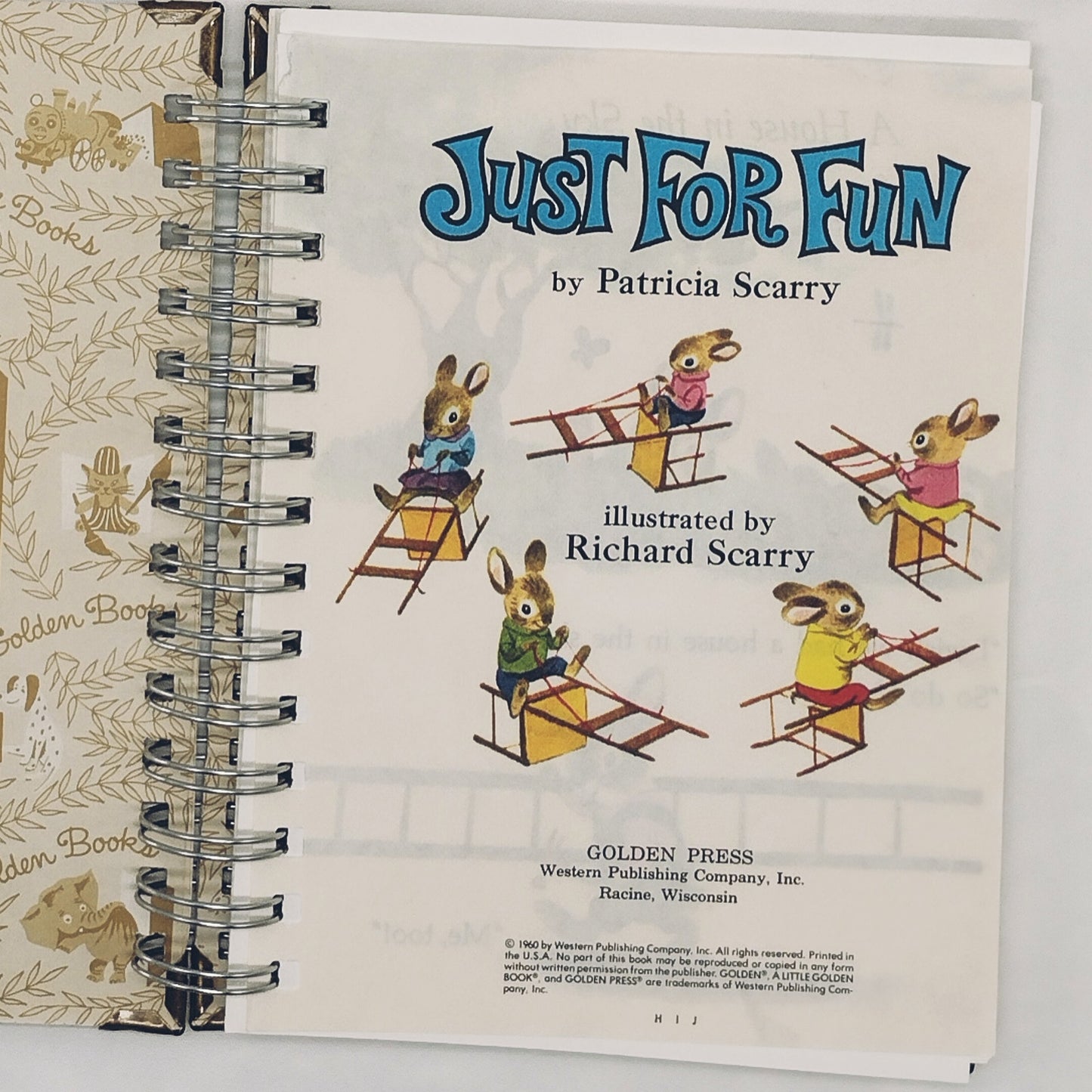 Recycled Spiral Notebook Diary, Just For Fun, Altered Book Journal