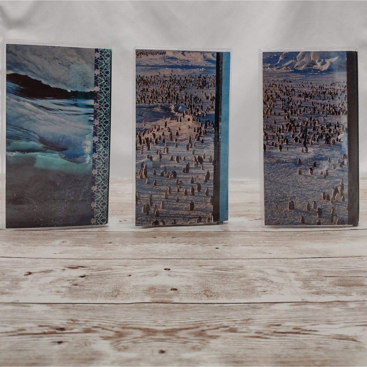 Penguin Themed Small Travel Journals with Slip Covers, Handmade Small Notebook