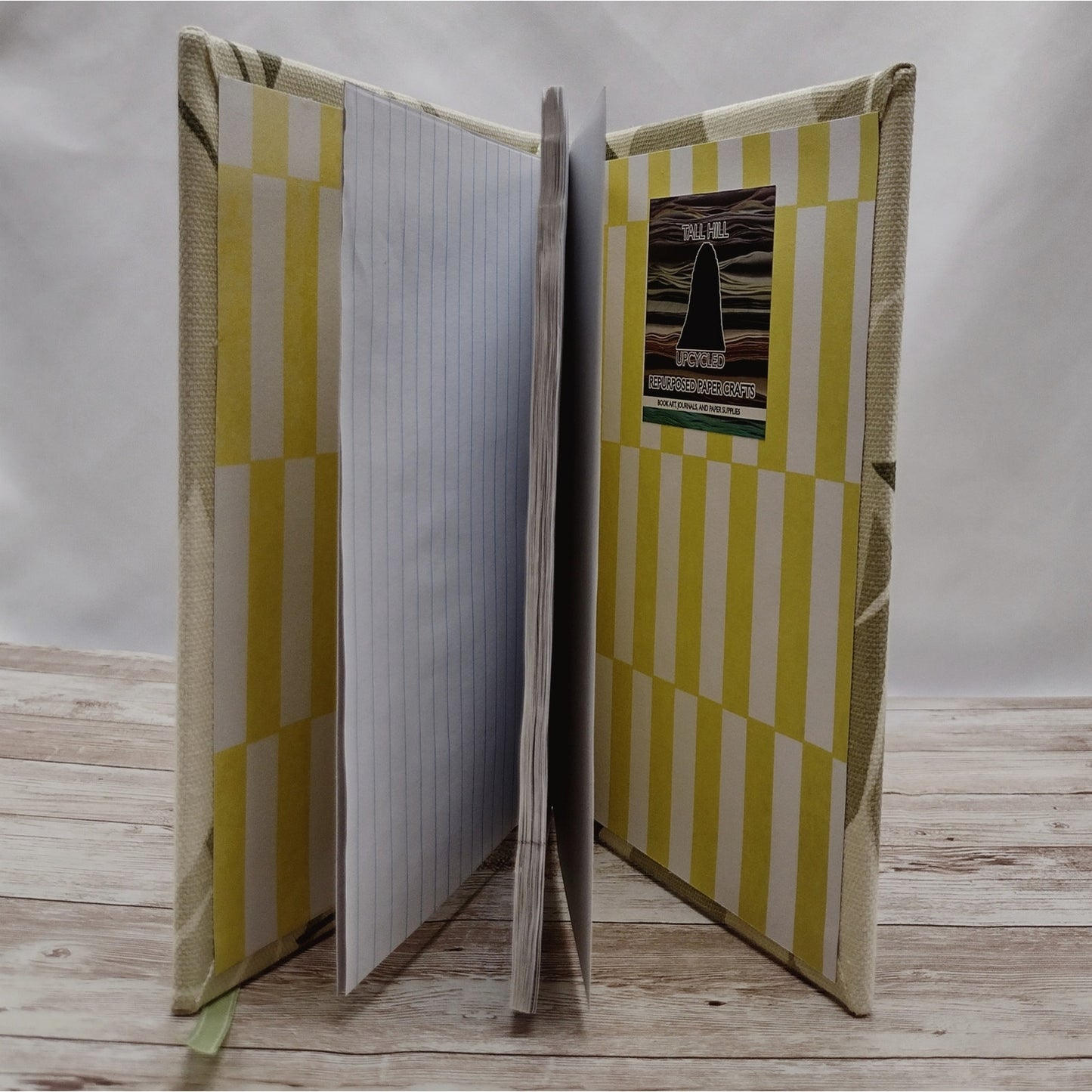 Green Fabric Cover Journal, Repurposed Book Journal, Rebound Book Notebook