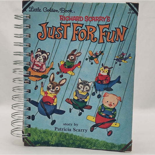 Recycled Spiral Notebook Diary, Just For Fun, Altered Book Journal