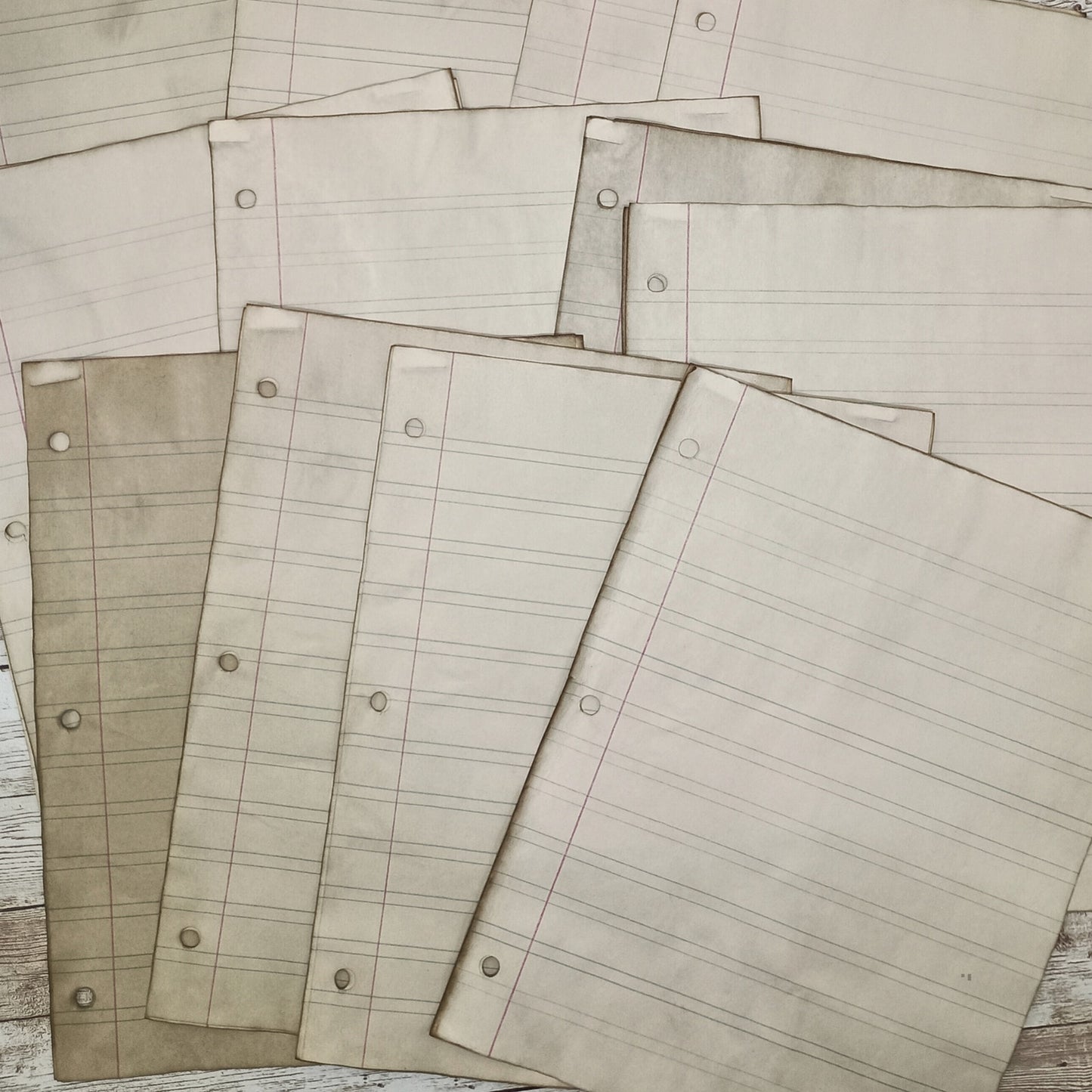 20 Coffee Dyed Child Writing Papers, 8.5x11 Sheets, Hand Dyed Papers