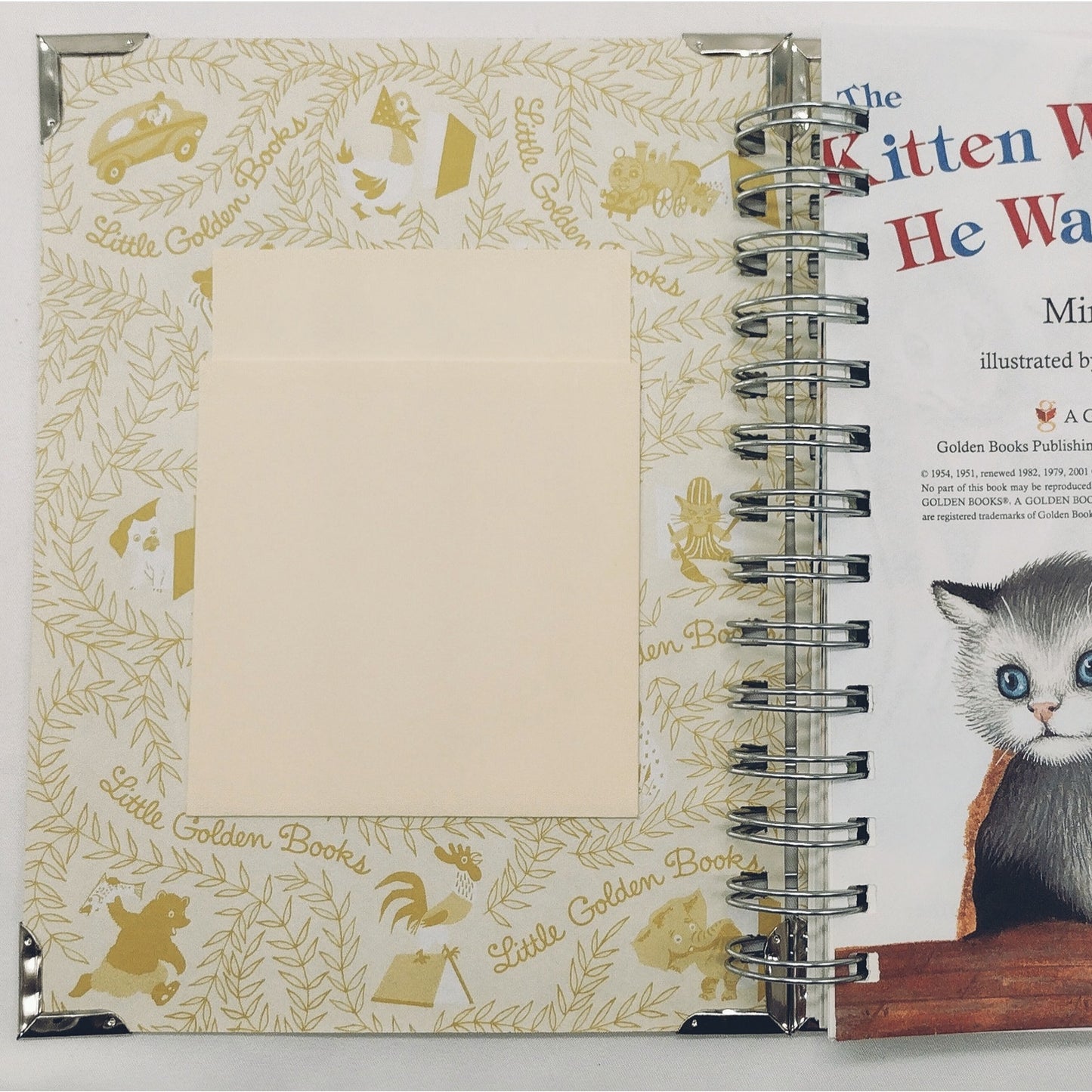 Recycled Spiral Notebook Diary, The Kitten Who Thought, Altered Book Journal