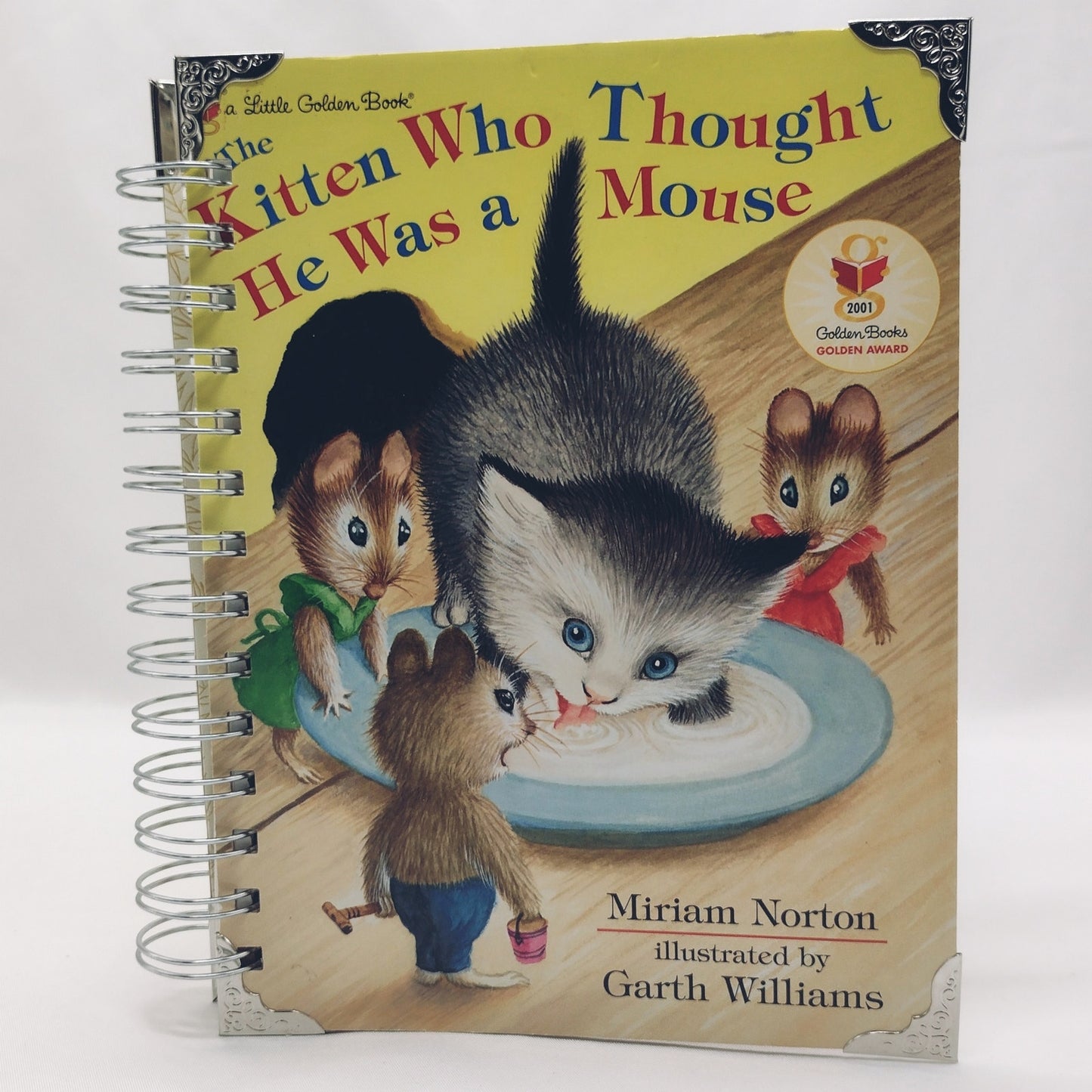 Recycled Spiral Notebook Diary, The Kitten Who Thought, Altered Book Journal