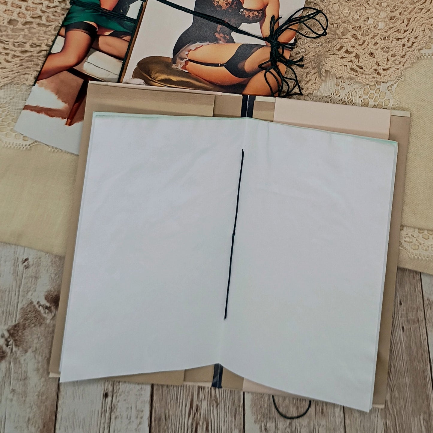 Green Traveler's Notebook Inserts, 3 Vintage Pin-up Girl Handmade Notebooks