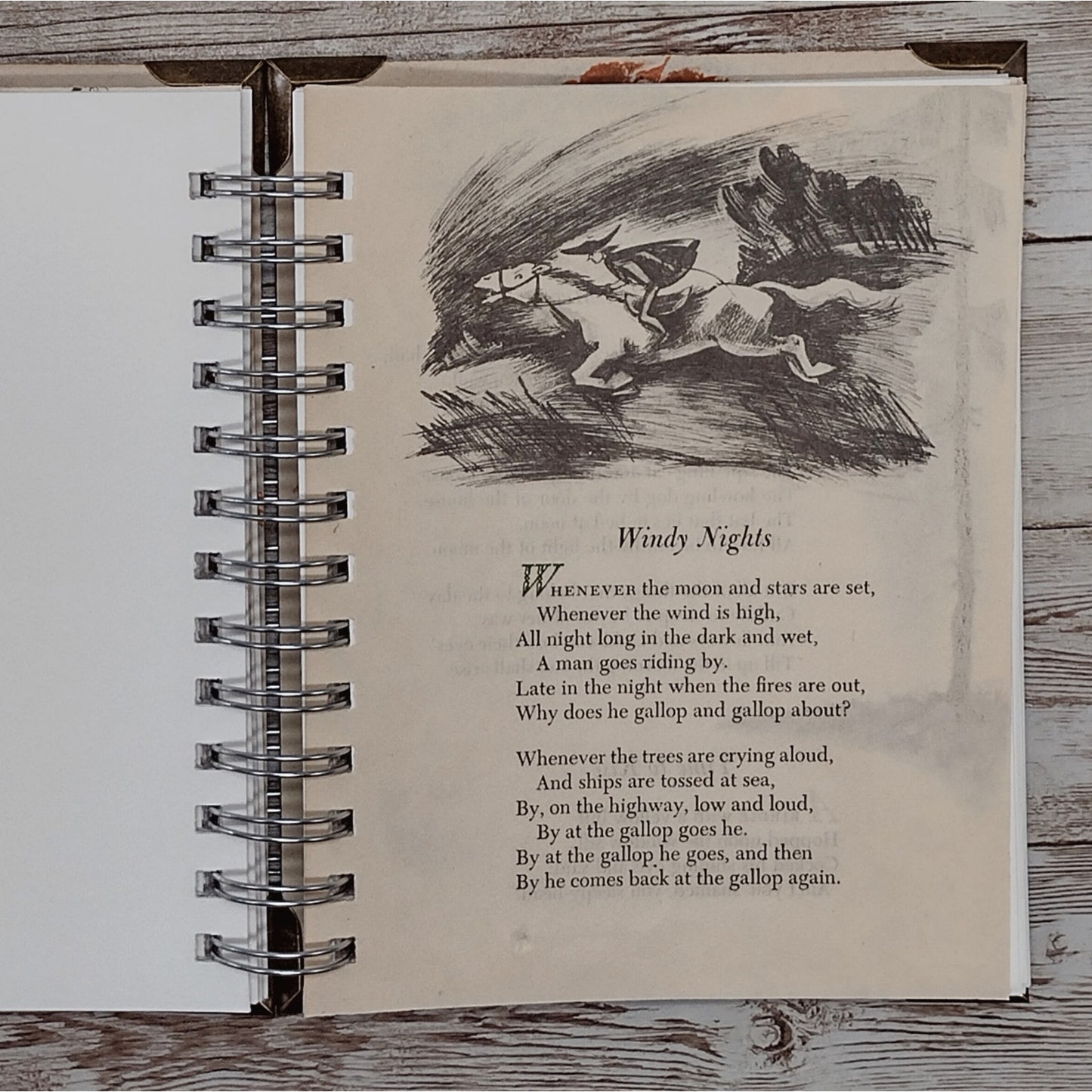 Recycled Spiral Notebook Diary, A Child's Book of Verses, Altered Book Journal