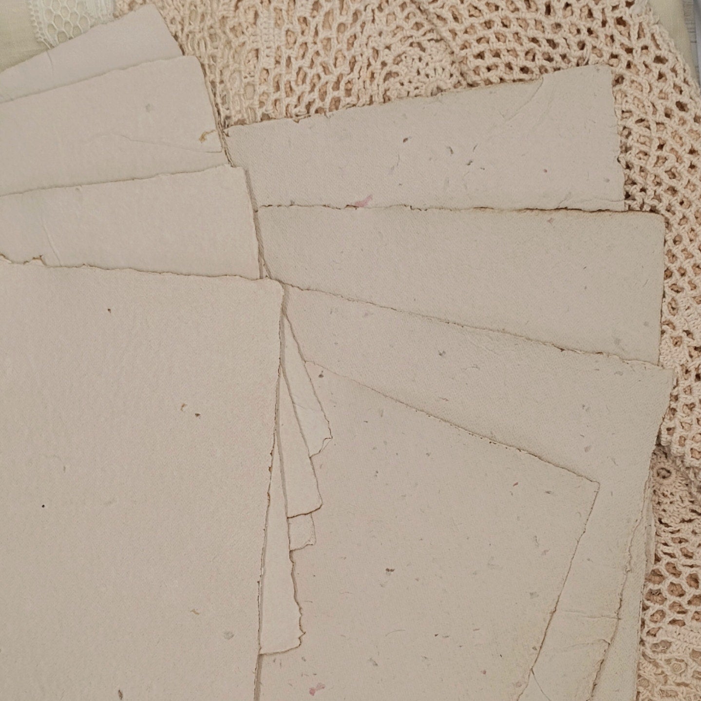 Handmade Papers with Floral Inclusions, 10 Lighter Weight Recycled Sheets