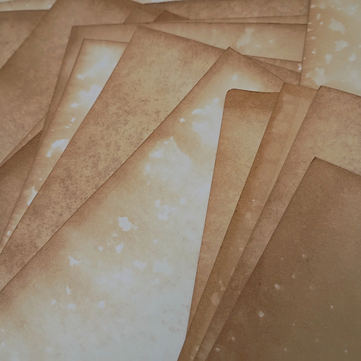 25 Heavy Weight Tea Stained 8.5"x11" Dyed Papers, Rustic Antiqued Cardstock