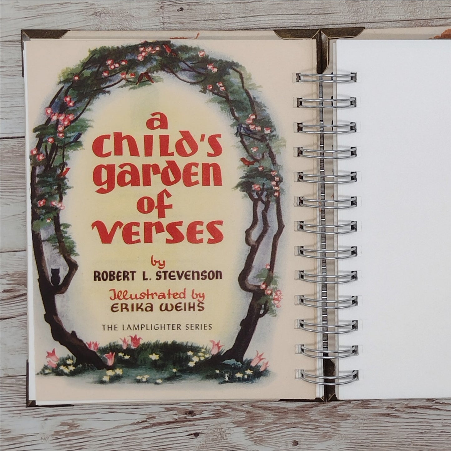 Recycled Spiral Notebook Diary, A Child's Book of Verses, Altered Book Journal