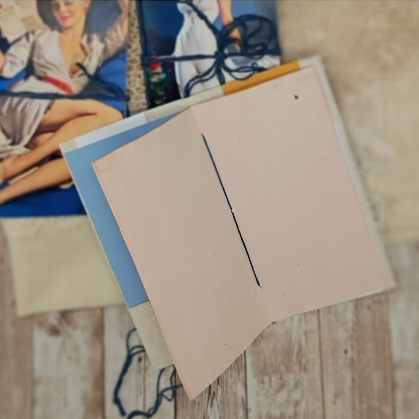 Blue Traveler's Notebook Inserts, 3 Vintage Pin-up Girl Handmade Notebooks