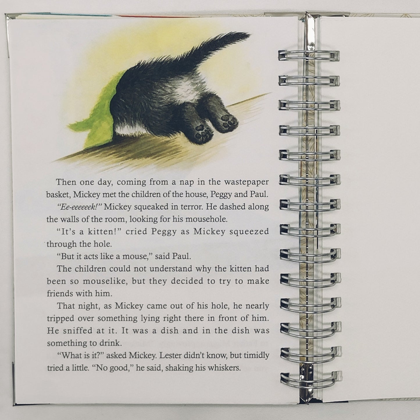 Recycled Spiral Notebook Diary, The Kitten Who Thought, Altered Book Journal