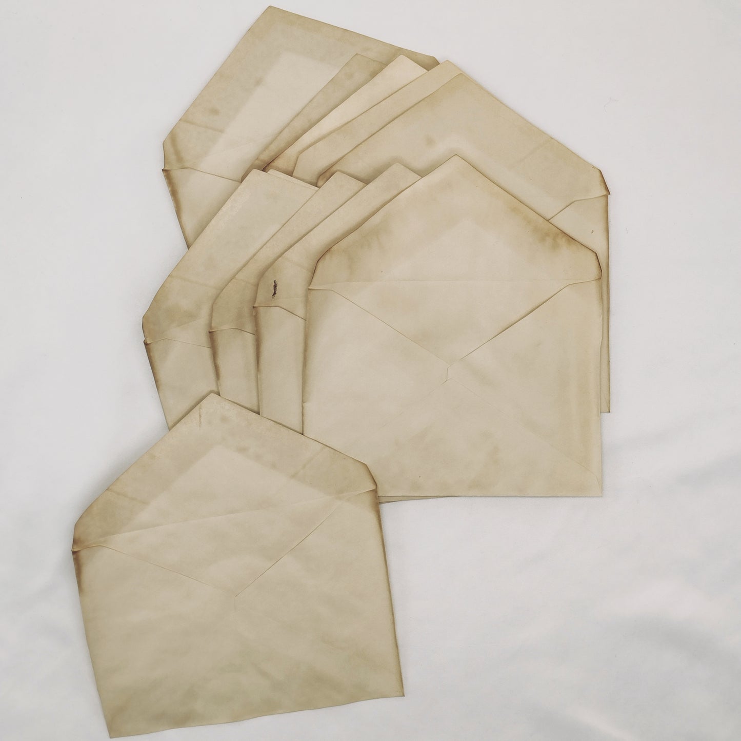 10 Coffee Stained Cards and Envelopes, Coffee Dyed Invitations