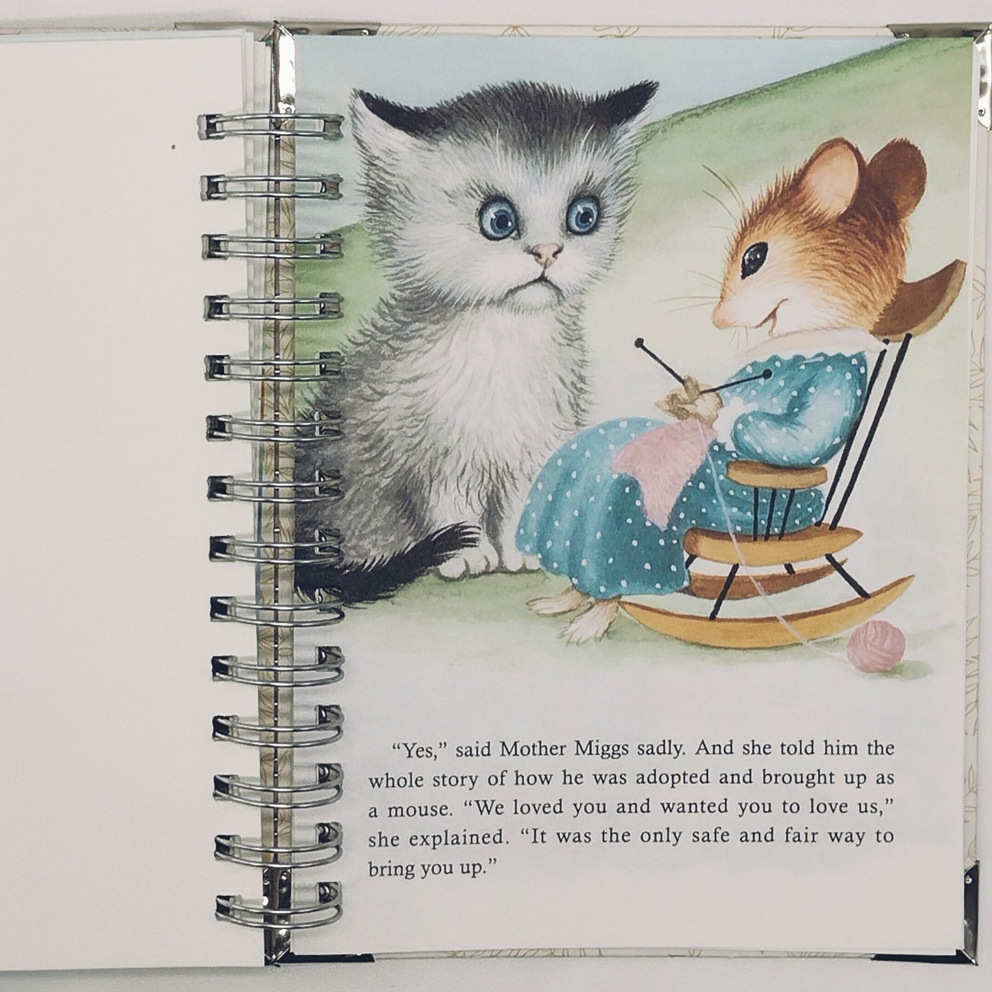 Recycled Spiral Notebook Diary, The Kitten Who Thought, Altered Book Journal