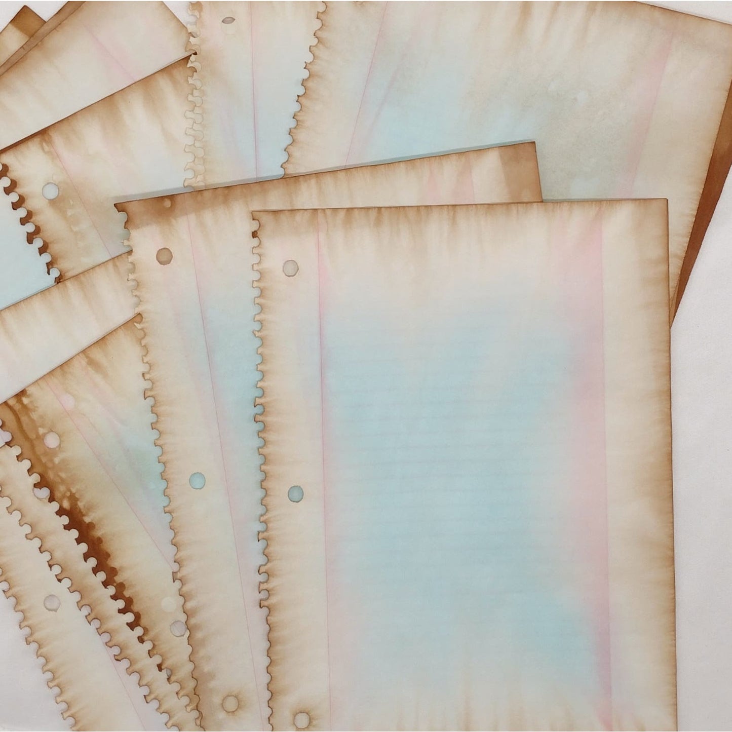 25 Coffee Dyed Notebook Papers, Hand Dyed Papers, Junk Journal Supply