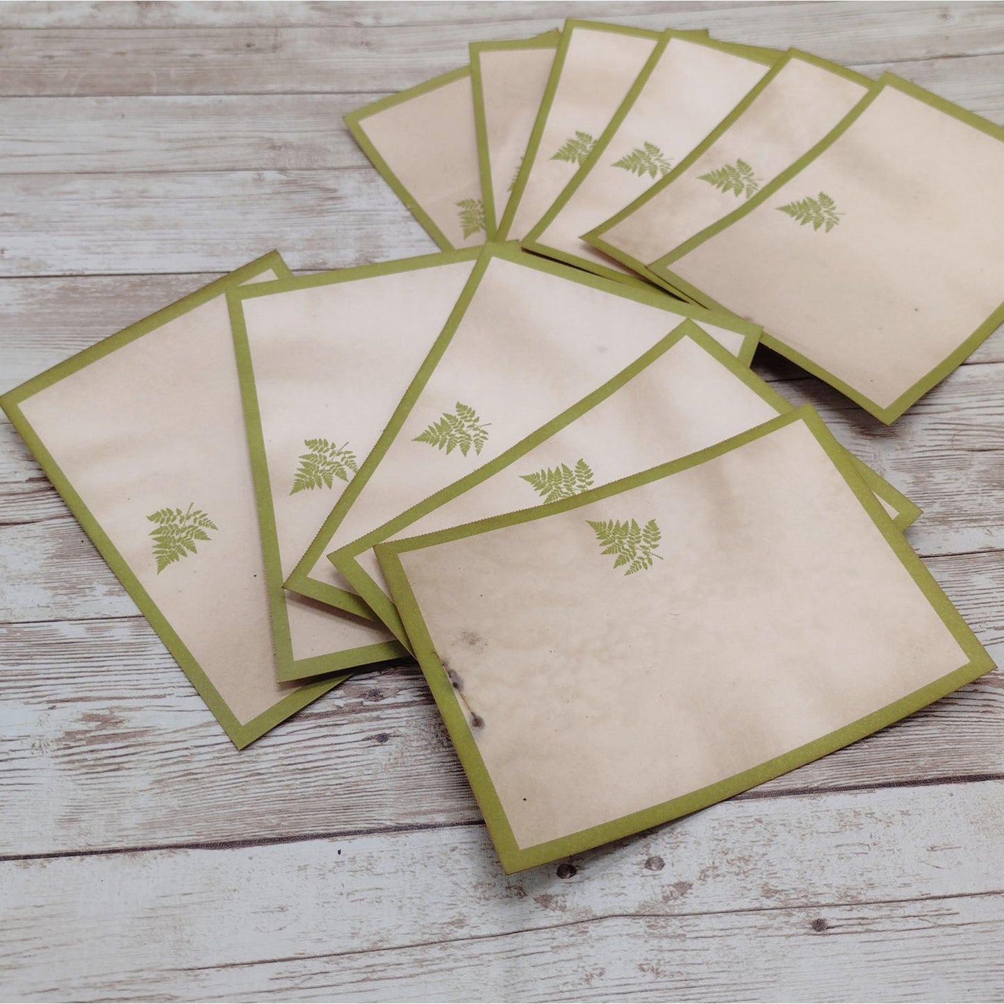 Coffee Dyed Papers Variety Pack, Green Leaf Hand Dyed Papers, Junk Journal Supply