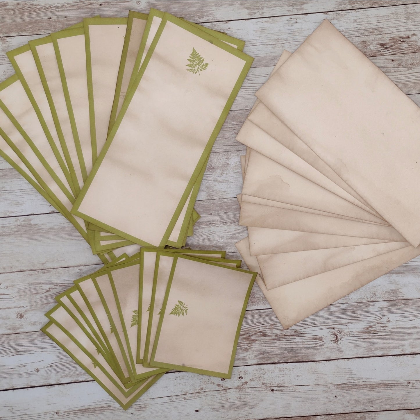 Coffee Dyed Papers Variety Pack, Green Leaf Hand Dyed Papers, Junk Journal Supply