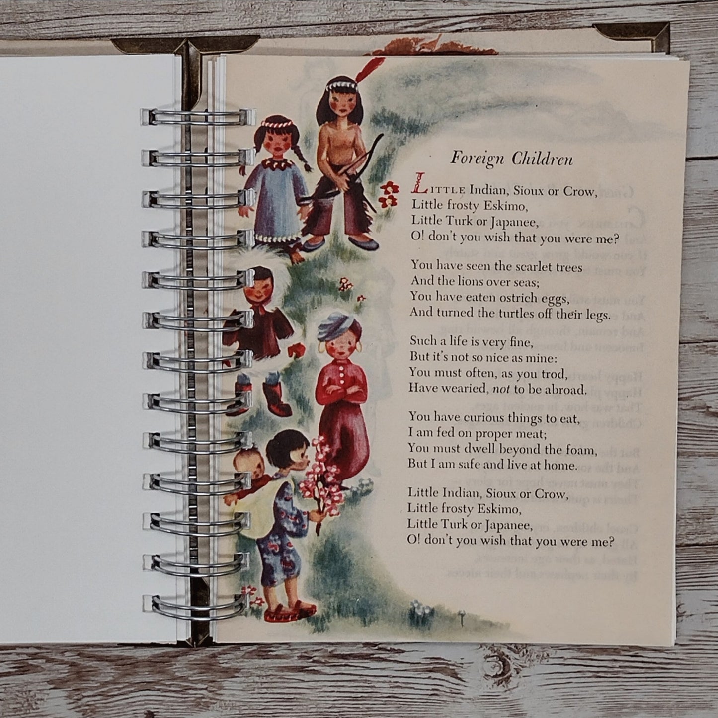 Recycled Spiral Notebook Diary, A Child's Book of Verses, Altered Book Journal
