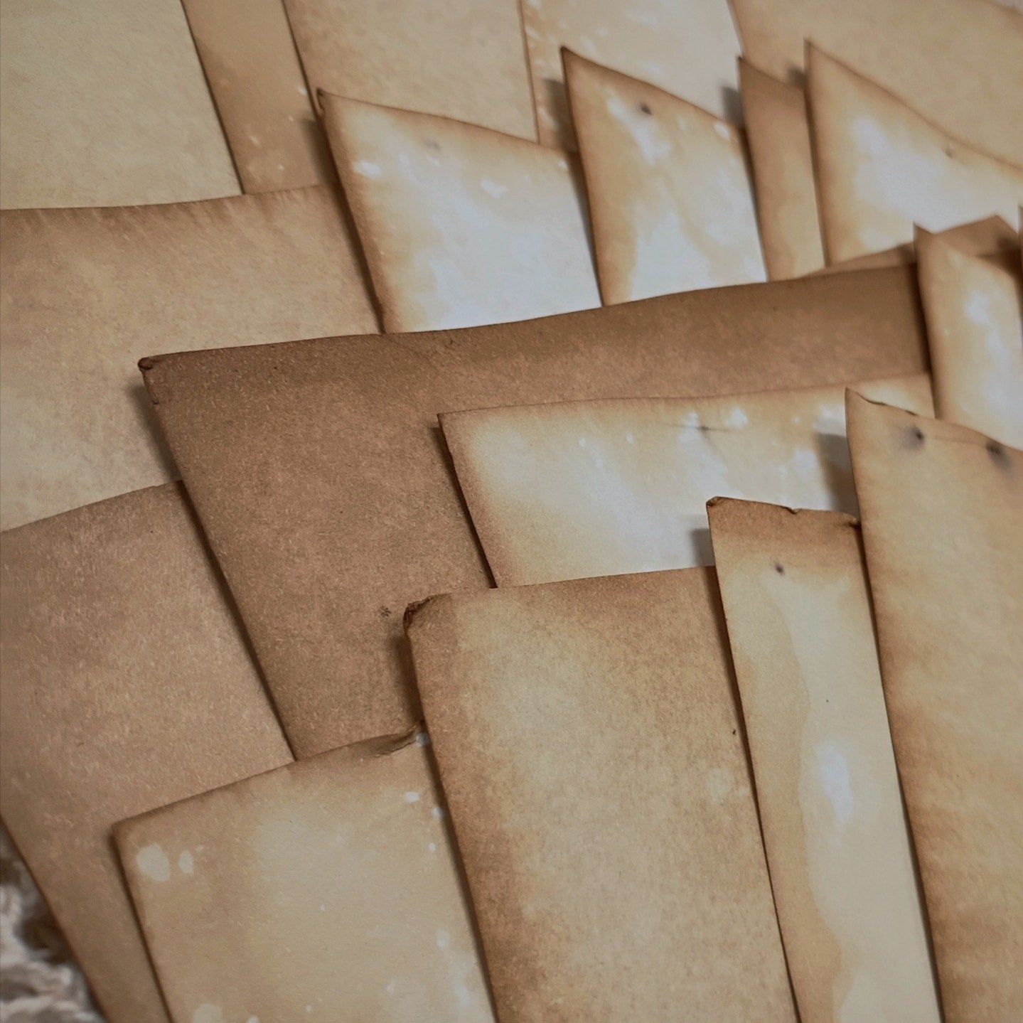 25 Heavy Weight Tea Stained 8.5"x11" Dyed Papers, Rustic Antiqued Cardstock